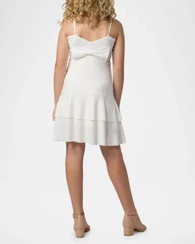 Un Deux Trois Girl's Tiered Dress W/ Bow, Size 7-22 | Thumbnail 2 Un Deux Trois Girl's Tiered Dress W/ Bow, Size 7-22 | Thumbnail 2