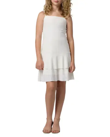 Un Deux Trois Girl's Tiered Dress W/ Bow, Size 7-22 | Thumbnail 1 Un Deux Trois Girl's Tiered Dress W/ Bow, Size 7-22 | Thumbnail 1