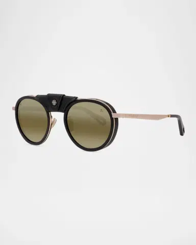 Vuarnet Men's Glacier 02 Titanium Round Sunglasses with Side Shields and Cord | Thumbnail 3 Vuarnet Men's Glacier 02 Titanium Round Sunglasses with Side Shields and Cord | Thumbnail 3