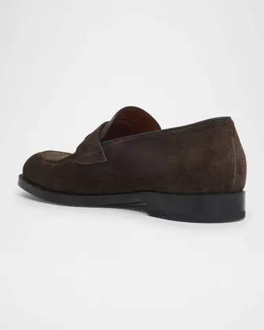 Zegna Men's Suede Rubber-Sole Penny Loafers | Thumbnail 2 Zegna Men's Suede Rubber-Sole Penny Loafers | Thumbnail 2