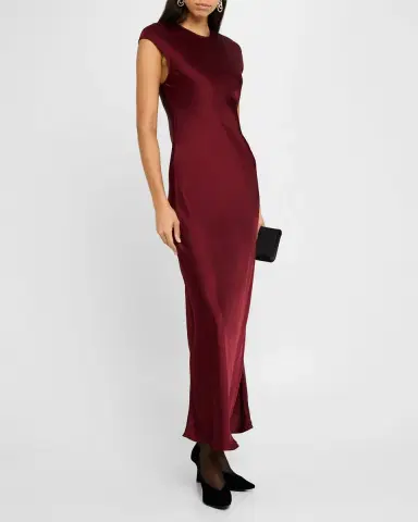 ARGENT Cap-Sleeve Bias Viscose Satin Maxi Dress | Thumbnail 3 ARGENT Cap-Sleeve Bias Viscose Satin Maxi Dress | Thumbnail 3