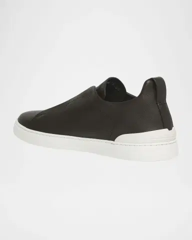 ZEGNA Men 's Triple Stitch Deerskin Leather Slip-On Sneakers | Thumbnail 2 ZEGNA Men 's Triple Stitch Deerskin Leather Slip-On Sneakers | Thumbnail 2