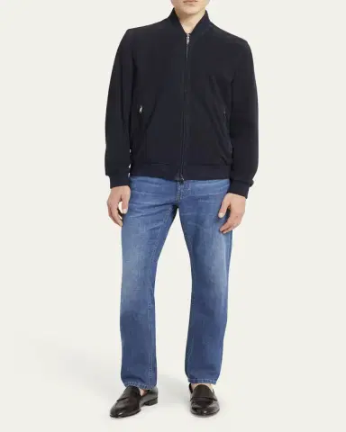 Brioni Men's Perferated Suede Bomber Jacket | Thumbnail 2 Brioni Men's Perferated Suede Bomber Jacket | Thumbnail 2