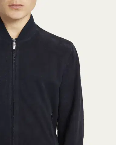 Brioni Men's Perferated Suede Bomber Jacket | Thumbnail 5 Brioni Men's Perferated Suede Bomber Jacket | Thumbnail 5