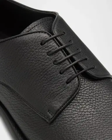 Giorgio Armani Men's Grained Leather Derby Shoes | Thumbnail 5 Giorgio Armani Men's Grained Leather Derby Shoes | Thumbnail 5