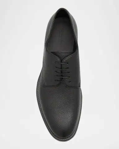 Giorgio Armani Men's Grained Leather Derby Shoes | Thumbnail 6 Giorgio Armani Men's Grained Leather Derby Shoes | Thumbnail 6