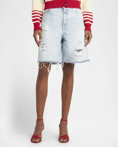 Golden Goose Journey Distressed Long Denim Shorts | Thumbnail 2 Golden Goose Journey Distressed Long Denim Shorts | Thumbnail 2
