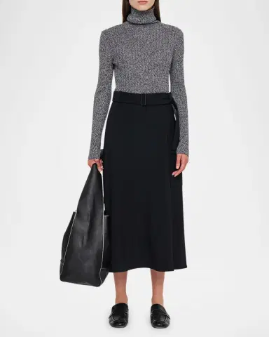 Joseph Pernette Belted A-Line Midi Skirt | Thumbnail 2 Joseph Pernette Belted A-Line Midi Skirt | Thumbnail 2