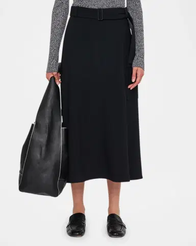 Joseph Pernette Belted A-Line Midi Skirt | Thumbnail 4 Joseph Pernette Belted A-Line Midi Skirt | Thumbnail 4