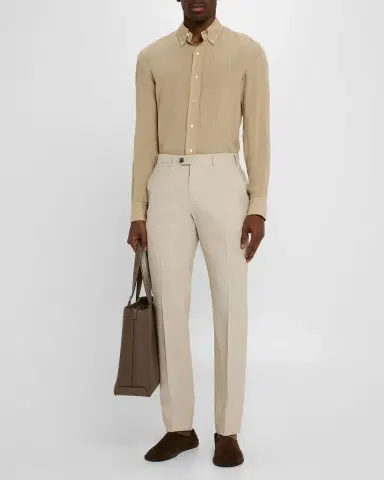 Emporio Armani Men's Textured Flat-Front Dress Pants | Thumbnail 2 Emporio Armani Men's Textured Flat-Front Dress Pants | Thumbnail 2