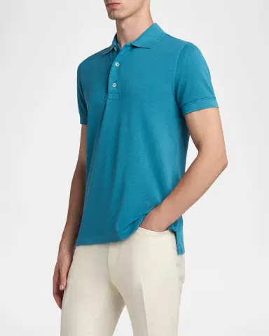 TOM FORD Men 's Lyocell Pique Polo Shirt | Thumbnail 3 TOM FORD Men 's Lyocell Pique Polo Shirt | Thumbnail 3