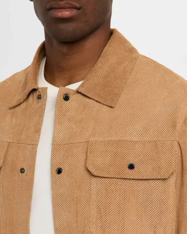 Emporio Armani Men's Perforated Suede Trucker Jacket | Thumbnail 5 Emporio Armani Men's Perforated Suede Trucker Jacket | Thumbnail 5