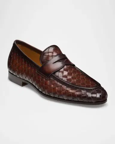 Magnanni Men's Hyde Woven Leather Penny Loafers | Thumbnail 2 Magnanni Men's Hyde Woven Leather Penny Loafers | Thumbnail 2