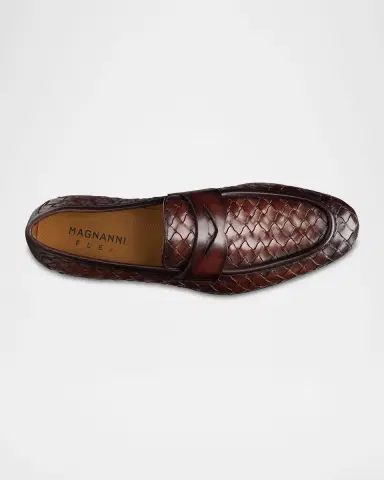 Magnanni Men's Hyde Woven Leather Penny Loafers | Thumbnail 4 Magnanni Men's Hyde Woven Leather Penny Loafers | Thumbnail 4