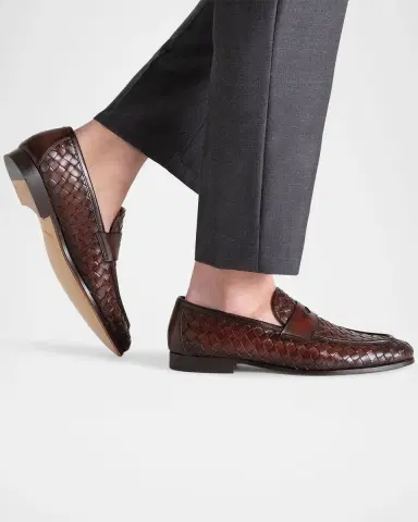 Magnanni Men's Hyde Woven Leather Penny Loafers | Thumbnail 5 Magnanni Men's Hyde Woven Leather Penny Loafers | Thumbnail 5
