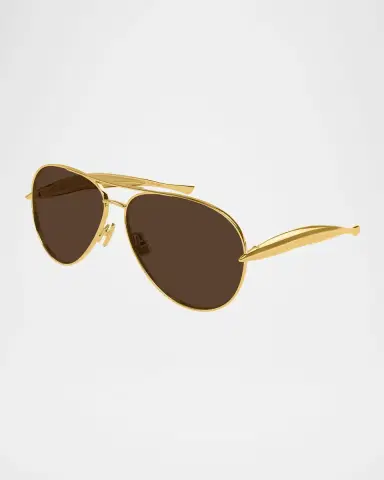 Bottega Veneta Curved Metal Aviator Sunglasses | Thumbnail 2 Bottega Veneta Curved Metal Aviator Sunglasses | Thumbnail 2