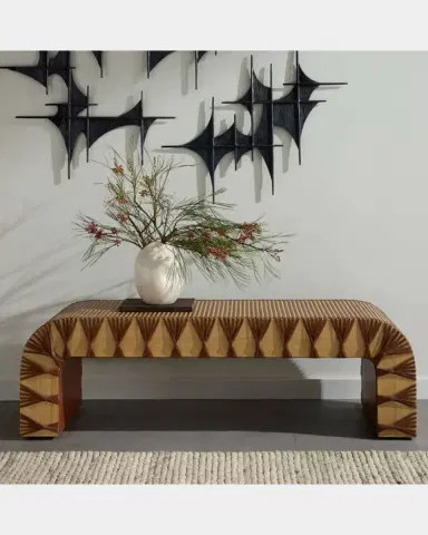 Arteriors Hutchins Braided Leather Bench, 60" | Thumbnail 3 Arteriors Hutchins Braided Leather Bench, 60" | Thumbnail 3