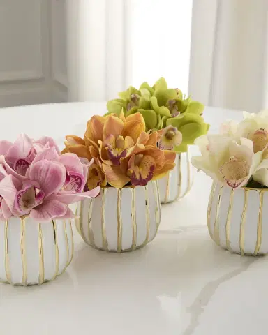 T & C Floral Company Cymbidium 8" Faux Floral Arrangement in Ceramic Pot | Thumbnail 1 T & C Floral Company Cymbidium 8" Faux Floral Arrangement in Ceramic Pot | Thumbnail 1