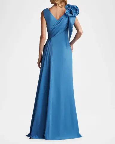 Tadashi Shoji Sleeveless Draped Ruffle Crepe Gown | Thumbnail 3 Tadashi Shoji Sleeveless Draped Ruffle Crepe Gown | Thumbnail 3