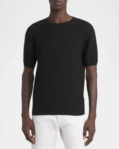 Giorgio Armani Men's Chevron Short-Sleeve Crewneck Sweater | Thumbnail 2 Giorgio Armani Men's Chevron Short-Sleeve Crewneck Sweater | Thumbnail 2