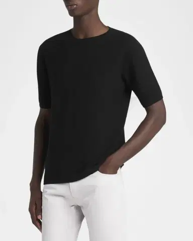 Giorgio Armani Men's Chevron Short-Sleeve Crewneck Sweater | Thumbnail 4 Giorgio Armani Men's Chevron Short-Sleeve Crewneck Sweater | Thumbnail 4