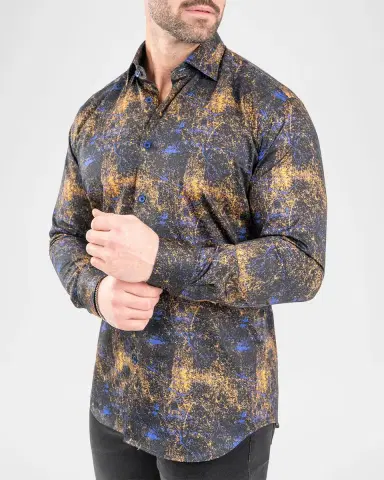 Maceoo Men's Fibonacci Galaxy Splash Cotton Sport Shirt | Thumbnail 6 Maceoo Men's Fibonacci Galaxy Splash Cotton Sport Shirt | Thumbnail 6
