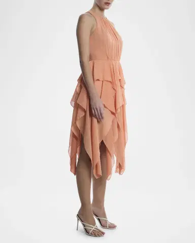 BCBGMAXAZRIA Ruffle Metallic Shimmer Midi Dress | Thumbnail 4 BCBGMAXAZRIA Ruffle Metallic Shimmer Midi Dress | Thumbnail 4