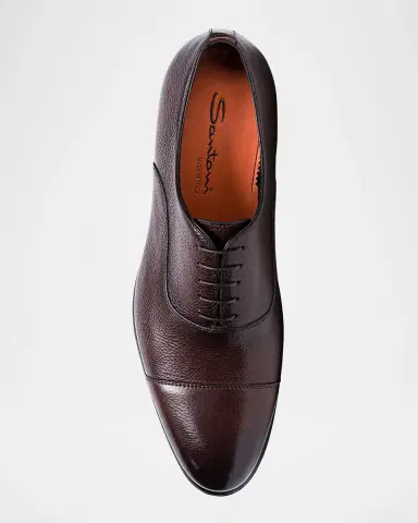 Santoni Men's Darian Grained Leather Oxfords | Thumbnail 3 Santoni Men's Darian Grained Leather Oxfords | Thumbnail 3