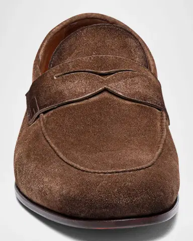 Santoni Men's Carlos Suede Penny Loafers | Thumbnail 5 Santoni Men's Carlos Suede Penny Loafers | Thumbnail 5