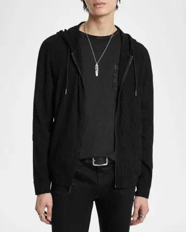 John Varvatos Men's Ihsan Textured Full-Zip Hoodie | Thumbnail 3 John Varvatos Men's Ihsan Textured Full-Zip Hoodie | Thumbnail 3