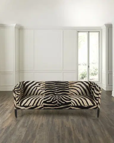 Old Hickory Tannery Julien Zebra-Painted Hair on Hide Sofa, 85" | Thumbnail 1 Old Hickory Tannery Julien Zebra-Painted Hair on Hide Sofa, 85" | Thumbnail 1