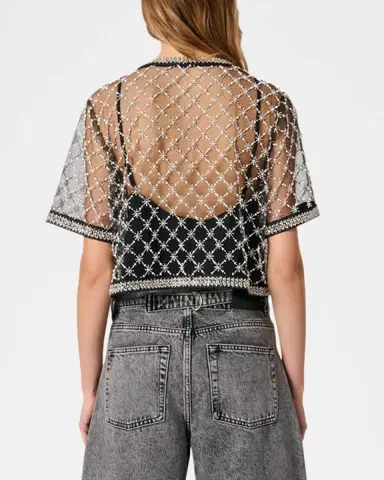 Maje Lione Sizelle Embroidered Tulle Top | Thumbnail 2 Maje Lione Sizelle Embroidered Tulle Top | Thumbnail 2