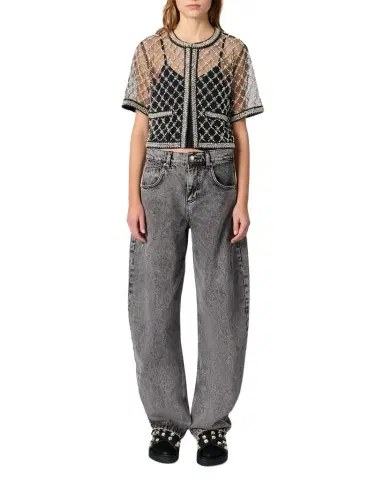 Maje Lione Sizelle Embroidered Tulle Top | Thumbnail 1 Maje Lione Sizelle Embroidered Tulle Top | Thumbnail 1