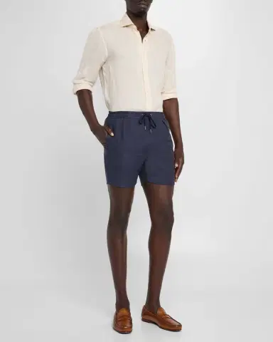 Ralph Lauren Purple Label Men's Hand-Tailored Pleated Drawstring Shorts | Thumbnail 2 Ralph Lauren Purple Label Men's Hand-Tailored Pleated Drawstring Shorts | Thumbnail 2