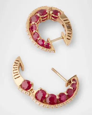 Miseno Procida Earrings in 18K Pink Gold with White Diamonds and Rubies | Thumbnail 3 Miseno Procida Earrings in 18K Pink Gold with White Diamonds and Rubies | Thumbnail 3