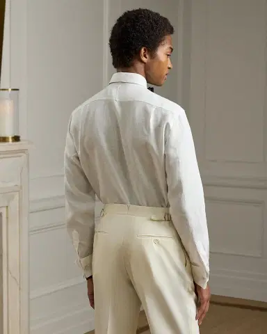 Ralph Lauren Purple Label NM x RL French Cuff Linen Tuxedo Shirt | Thumbnail 3 Ralph Lauren Purple Label NM x RL French Cuff Linen Tuxedo Shirt | Thumbnail 3
