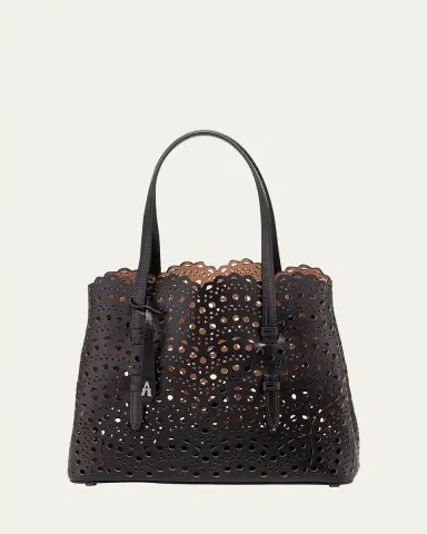 Alaïa Mina 25 Tote Bag in Vienne Wave Perforated Leather | Thumbnail 2 Alaïa Mina 25 Tote Bag in Vienne Wave Perforated Leather | Thumbnail 2