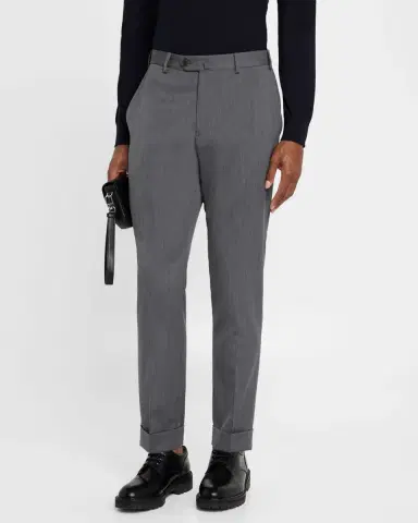Emporio Armani Men's Wool Tonal Stripe Trousers | Thumbnail 4 Emporio Armani Men's Wool Tonal Stripe Trousers | Thumbnail 4