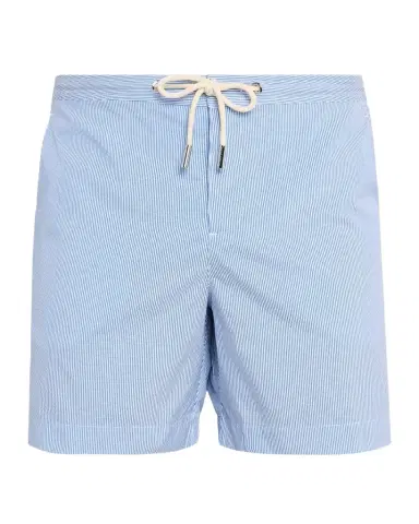 Orlebar Brown Men's Bulldog Mid-Length Seersucker Stripe Swim Shorts | Thumbnail 1 Orlebar Brown Men's Bulldog Mid-Length Seersucker Stripe Swim Shorts | Thumbnail 1