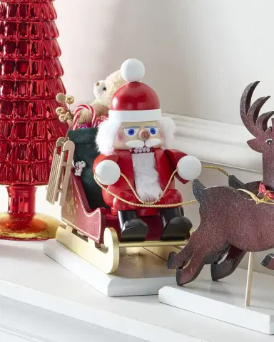 Steinbach Santa On His Sled with Reindeer Christmas Decoration | Thumbnail 2 Steinbach Santa On His Sled with Reindeer Christmas Decoration | Thumbnail 2