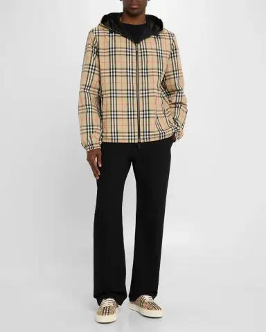 Burberry Men 's Check Hooded Jacket | Thumbnail 2 Burberry Men 's Check Hooded Jacket | Thumbnail 2