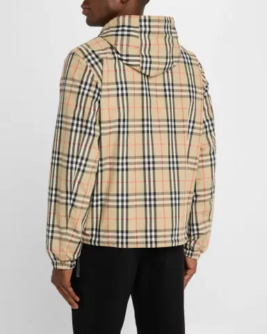 Burberry Men 's Check Hooded Jacket | Thumbnail 3 Burberry Men 's Check Hooded Jacket | Thumbnail 3