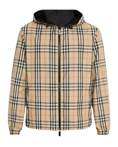 Burberry Men 's Check Hooded Jacket | Thumbnail 1 Burberry Men 's Check Hooded Jacket | Thumbnail 1