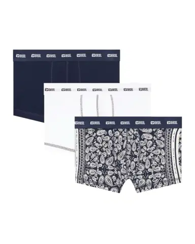 Diesel Men's Damien Logo Waistband 3-Pack Boxer Briefs | Thumbnail 1 Diesel Men's Damien Logo Waistband 3-Pack Boxer Briefs | Thumbnail 1