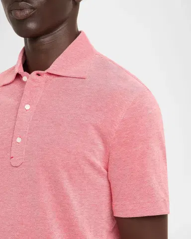 Isaia Men's Washed Cotton Piquet Polo Shirt | Thumbnail 4 Isaia Men's Washed Cotton Piquet Polo Shirt | Thumbnail 4