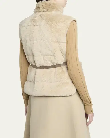 Moncler Joui Belted Faux Fur Vest | Thumbnail 3 Moncler Joui Belted Faux Fur Vest | Thumbnail 3