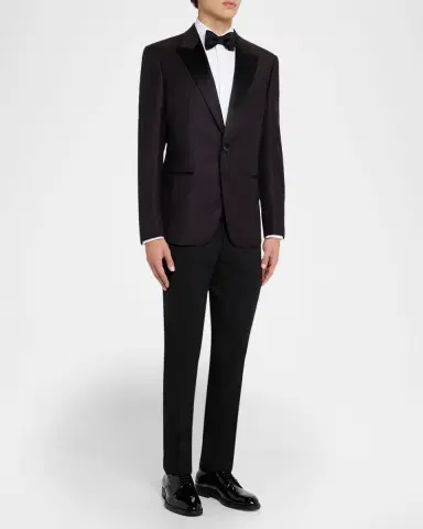 Emporio Armani Men 's Wool Jacquard Tonal Camouflage Peak Lapel Dinner Jacket | Thumbnail 2 Emporio Armani Men 's Wool Jacquard Tonal Camouflage Peak Lapel Dinner Jacket | Thumbnail 2