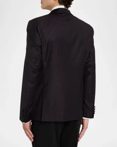 Emporio Armani Men 's Wool Jacquard Tonal Camouflage Peak Lapel Dinner Jacket | Thumbnail 3 Emporio Armani Men 's Wool Jacquard Tonal Camouflage Peak Lapel Dinner Jacket | Thumbnail 3