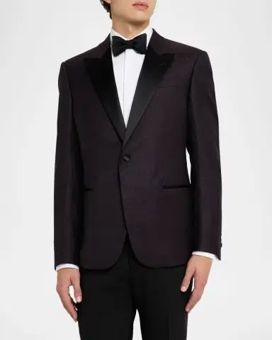 Emporio Armani Men 's Wool Jacquard Tonal Camouflage Peak Lapel Dinner Jacket | Thumbnail 4 Emporio Armani Men 's Wool Jacquard Tonal Camouflage Peak Lapel Dinner Jacket | Thumbnail 4