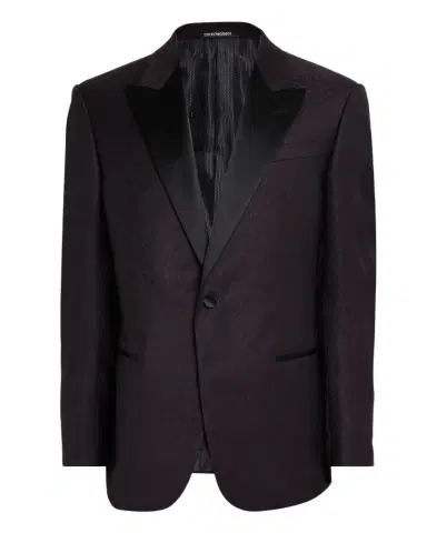 Emporio Armani Men 's Wool Jacquard Tonal Camouflage Peak Lapel Dinner Jacket | Thumbnail 1 Emporio Armani Men 's Wool Jacquard Tonal Camouflage Peak Lapel Dinner Jacket | Thumbnail 1